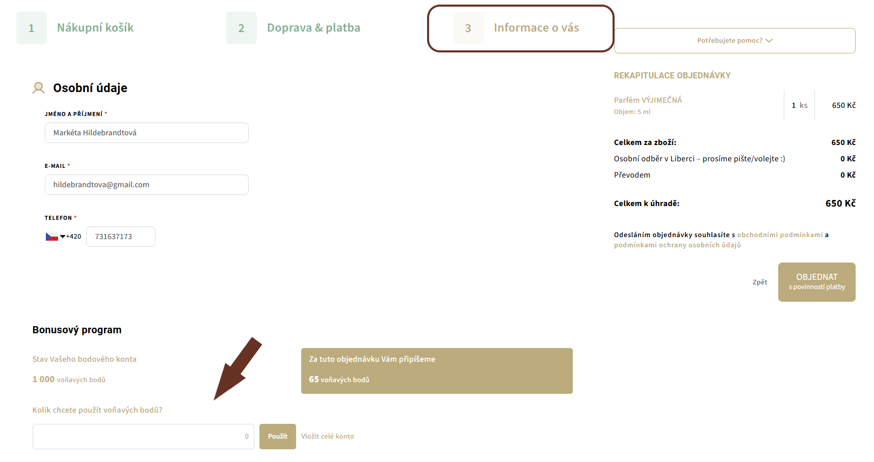 Screen věrnostní body